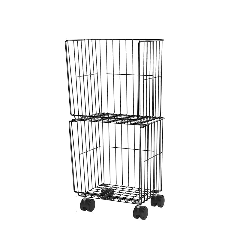 Black and White Industrial Bookshelf Iron Bookshelf with Caster Wheels 12.4"L x 9.4"W x 28"H Black Clearhalo 'Bookcases' 'furn' 'furn_bookcases' 'Furniture' 'furniture_bookcases' 'kitchen' 'kitchen_bookcases' 'Living Room Furniture' 'Office Furniture' 4804368