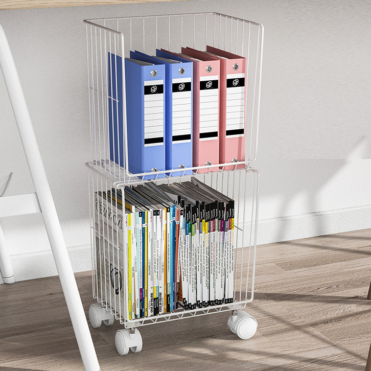 Black and White Industrial Bookshelf Iron Bookshelf with Caster Wheels Clearhalo 'Bookcases' 'furn' 'furn_bookcases' 'Furniture' 'furniture_bookcases' 'kitchen' 'kitchen_bookcases' 'Living Room Furniture' 'Office Furniture' 4804369