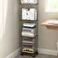 Black and White Industrial Bookshelf Iron Bookshelf with Caster Wheels Clearhalo 'Bookcases' 'furn' 'furn_bookcases' 'Furniture' 'furniture_bookcases' 'kitchen' 'kitchen_bookcases' 'Living Room Furniture' 'Office Furniture' 4804371