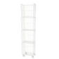 Black and White Industrial Bookshelf Iron Bookshelf with Caster Wheels 12.4"L x 9.4"W x 52.8"H White Clearhalo 'Bookcases' 'furn' 'furn_bookcases' 'Furniture' 'furniture_bookcases' 'kitchen' 'kitchen_bookcases' 'Living Room Furniture' 'Office Furniture' 4804386