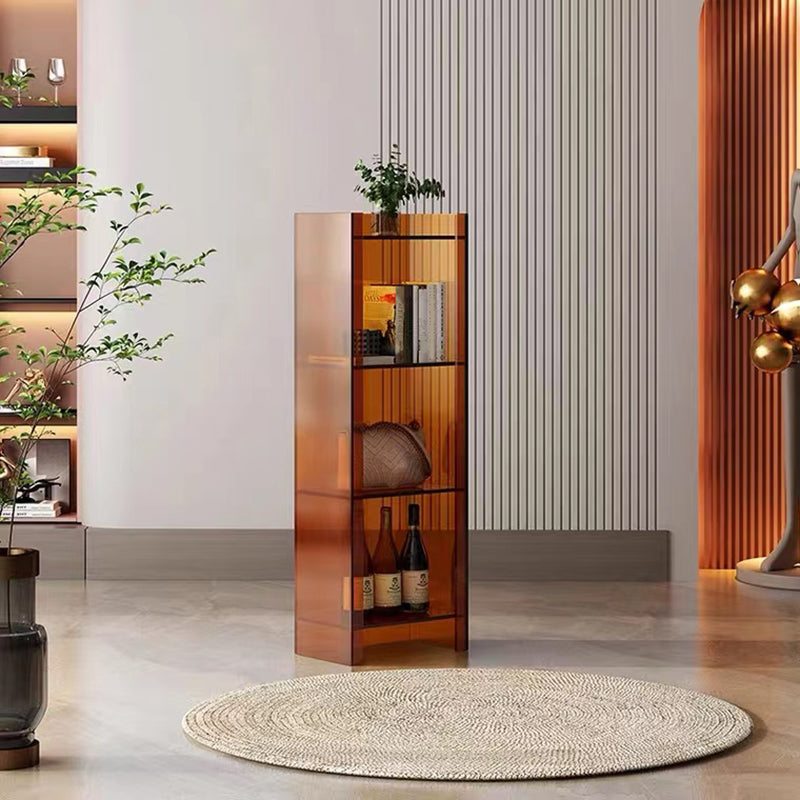 9.84"W Bookshelf Glam Style Closed Back Acrylic Bookcase for Office and Study Room 15.7"L x 9.8"W x 59.8"H Brown Clearhalo 'Bookcases' 'furn' 'furn_bookcases' 'Furniture' 'furniture_bookcases' 'kitchen' 'kitchen_bookcases' 'Living Room Furniture' 'Office Furniture' 4804404