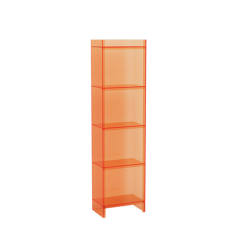 9.84"W Bookshelf Glam Style Closed Back Acrylic Bookcase for Office and Study Room 15.7"L x 9.8"W x 59.8"H Orange Clearhalo 'Bookcases' 'furn' 'furn_bookcases' 'Furniture' 'furniture_bookcases' 'kitchen' 'kitchen_bookcases' 'Living Room Furniture' 'Office Furniture' 4804405