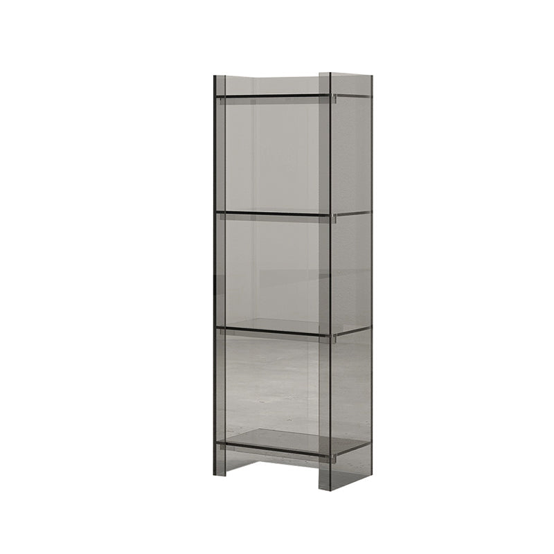 9.84"W Bookshelf Glam Style Closed Back Acrylic Bookcase for Office and Study Room 15.7"L x 9.8"W x 46.5"H Grey Clearhalo 'Bookcases' 'furn' 'furn_bookcases' 'Furniture' 'furniture_bookcases' 'kitchen' 'kitchen_bookcases' 'Living Room Furniture' 'Office Furniture' 4804406