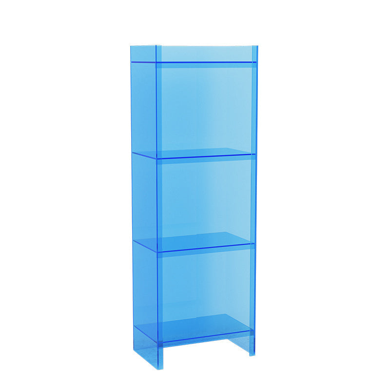 9.84"W Bookshelf Glam Style Closed Back Acrylic Bookcase for Office and Study Room 15.7"L x 9.8"W x 46.5"H Blue Clearhalo 'Bookcases' 'furn' 'furn_bookcases' 'Furniture' 'furniture_bookcases' 'kitchen' 'kitchen_bookcases' 'Living Room Furniture' 'Office Furniture' 4804407