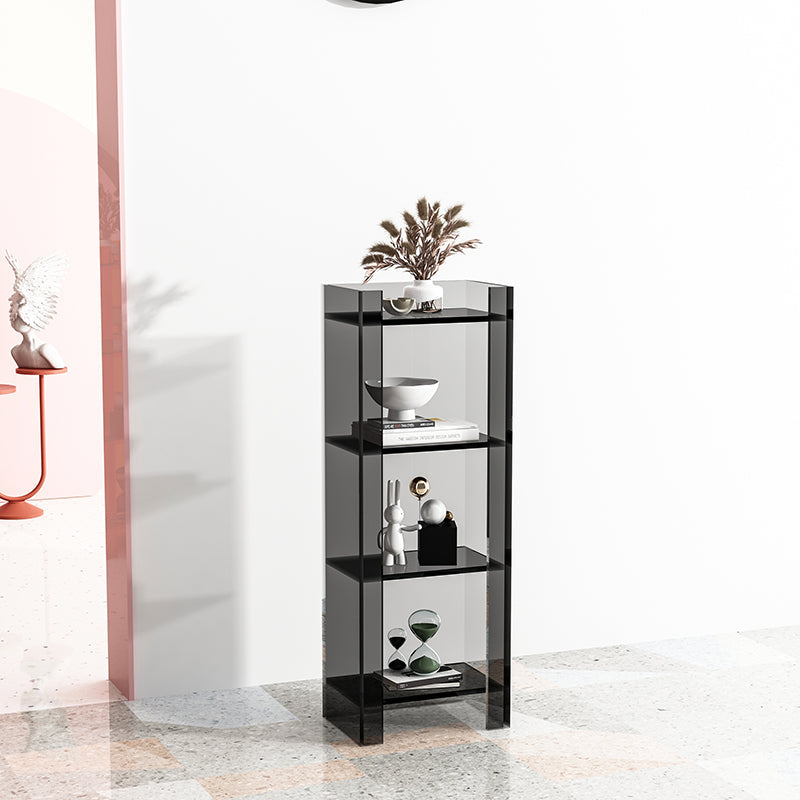 9.84"W Bookshelf Acrylic Glam Style Closed Back Bookcase for Office and Study Room 15.7"L x 9.8"W x 46.5"H Black Clearhalo 'Bookcases' 'furn' 'furn_bookcases' 'Furniture' 'furniture_bookcases' 'kitchen' 'kitchen_bookcases' 'Living Room Furniture' 'Office Furniture' 4804417