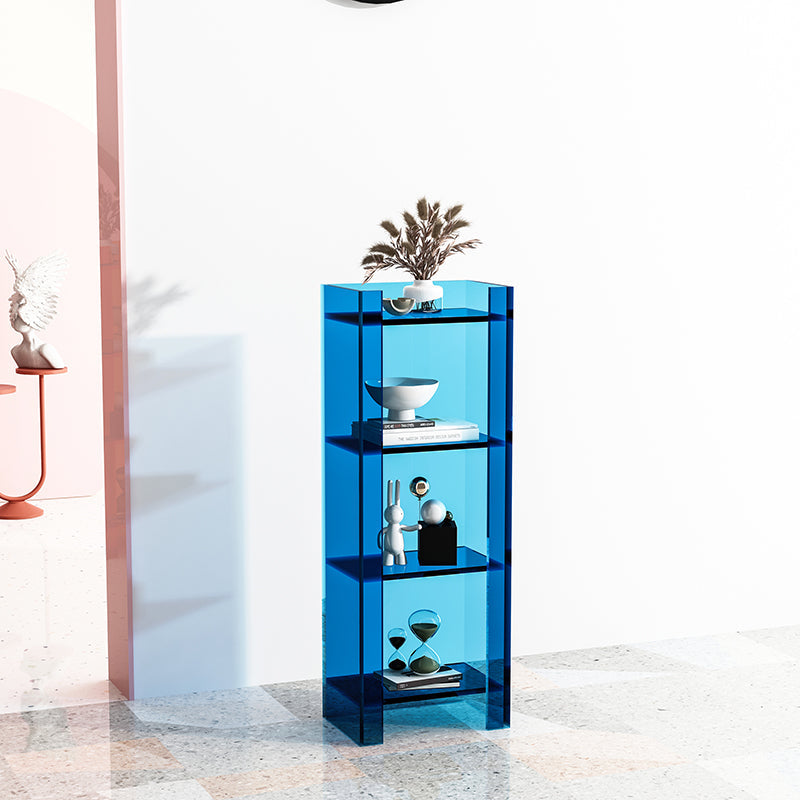 9.84"W Bookshelf Acrylic Glam Style Closed Back Bookcase for Office and Study Room 15.7"L x 9.8"W x 46.5"H Blue Clearhalo 'Bookcases' 'furn' 'furn_bookcases' 'Furniture' 'furniture_bookcases' 'kitchen' 'kitchen_bookcases' 'Living Room Furniture' 'Office Furniture' 4804418