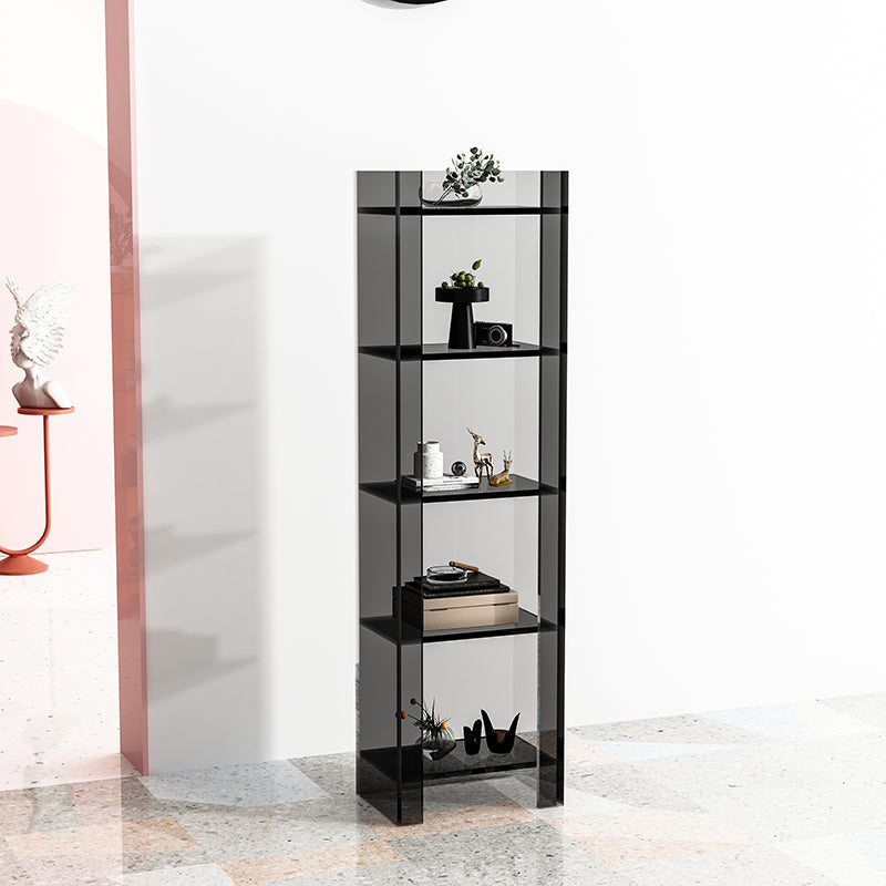 9.84"W Bookshelf Acrylic Glam Style Closed Back Bookcase for Office and Study Room 15.7"L x 9.8"W x 59.8"H Black Clearhalo 'Bookcases' 'furn' 'furn_bookcases' 'Furniture' 'furniture_bookcases' 'kitchen' 'kitchen_bookcases' 'Living Room Furniture' 'Office Furniture' 4804423