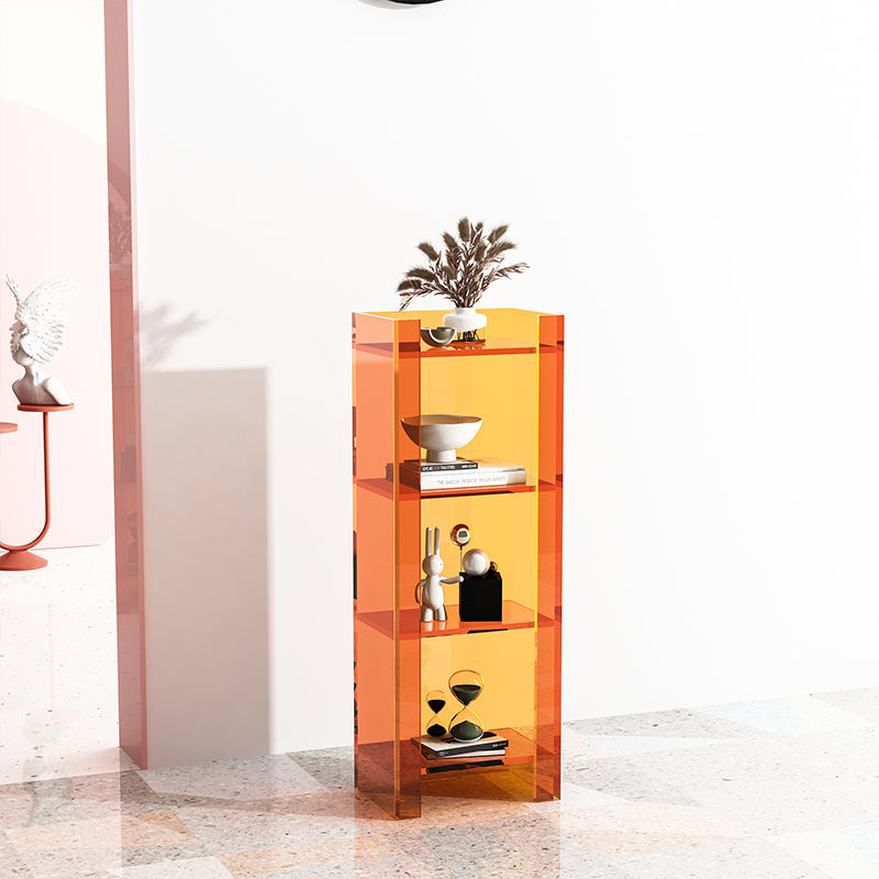 9.84"W Bookshelf Acrylic Glam Style Closed Back Bookcase for Office and Study Room 15.7"L x 9.8"W x 46.5"H Orange Clearhalo 'Bookcases' 'furn' 'furn_bookcases' 'Furniture' 'furniture_bookcases' 'kitchen' 'kitchen_bookcases' 'Living Room Furniture' 'Office Furniture' 4804425