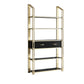 11.81"W Bookcase Open Back Glam Style Bookshelf for Study Room Home Office 39"L x 12"W x 79"H Gold-Black Drawers Clearhalo 'Bookcases' 'furn' 'furn_bookcases' 'Furniture' 'furniture_bookcases' 'kitchen' 'kitchen_bookcases' 'Living Room Furniture' 'Office Furniture' 4804450