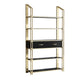 11.81"W Bookcase Open Back Glam Style Bookshelf for Study Room Home Office 47"L x 12"W x 79"H Gold-Black Drawers Clearhalo 'Bookcases' 'furn' 'furn_bookcases' 'Furniture' 'furniture_bookcases' 'kitchen' 'kitchen_bookcases' 'Living Room Furniture' 'Office Furniture' 4804452