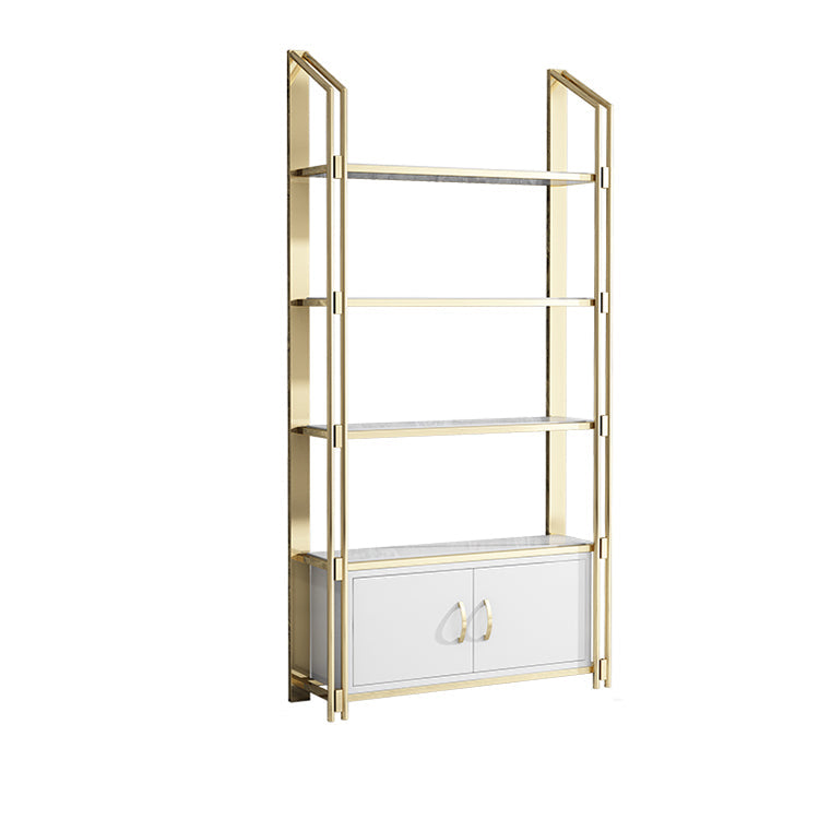11.81"W Bookcase Open Back Glam Style Bookshelf for Study Room Home Office 39"L x 12"W x 79"H White-Gold Cabinets Clearhalo 'Bookcases' 'furn' 'furn_bookcases' 'Furniture' 'furniture_bookcases' 'kitchen' 'kitchen_bookcases' 'Living Room Furniture' 'Office Furniture' 4804455