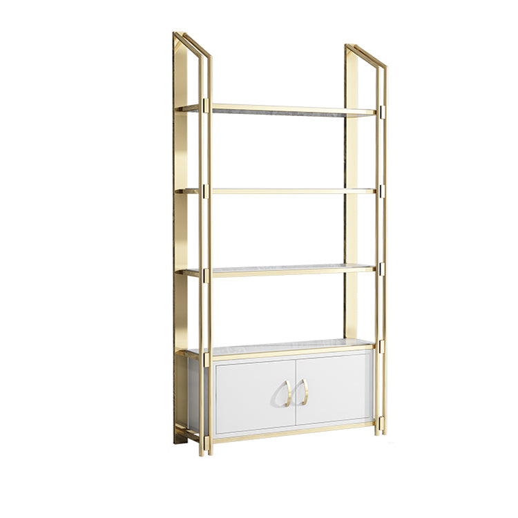 11.81"W Bookcase Open Back Glam Style Bookshelf for Study Room Home Office 47"L x 12"W x 79"H White-Gold Cabinets Clearhalo 'Bookcases' 'furn' 'furn_bookcases' 'Furniture' 'furniture_bookcases' 'kitchen' 'kitchen_bookcases' 'Living Room Furniture' 'Office Furniture' 4804456