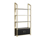 11.81"W Bookcase Open Back Glam Style Bookshelf for Study Room Home Office 39"L x 12"W x 79"H Gold-Black Cabinets Clearhalo 'Bookcases' 'furn' 'furn_bookcases' 'Furniture' 'furniture_bookcases' 'kitchen' 'kitchen_bookcases' 'Living Room Furniture' 'Office Furniture' 4804459