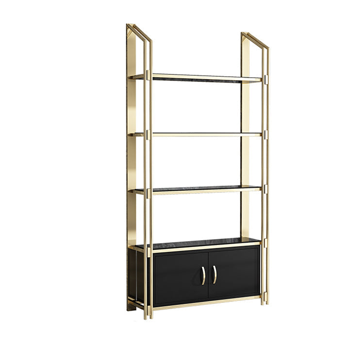 11.81"W Bookcase Open Back Glam Style Bookshelf for Study Room Home Office 39"L x 12"W x 79"H Gold-Black Cabinets Clearhalo 'Bookcases' 'furn' 'furn_bookcases' 'Furniture' 'furniture_bookcases' 'kitchen' 'kitchen_bookcases' 'Living Room Furniture' 'Office Furniture' 4804459