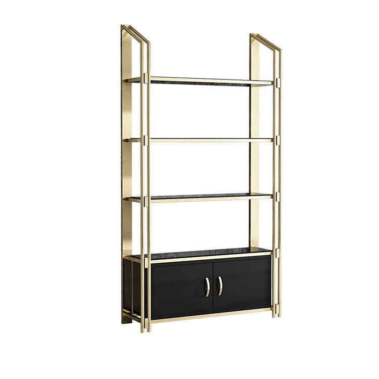 11.81"W Bookcase Open Back Glam Style Bookshelf for Study Room Home Office 47"L x 12"W x 79"H Gold-Black Cabinets Clearhalo 'Bookcases' 'furn' 'furn_bookcases' 'Furniture' 'furniture_bookcases' 'kitchen' 'kitchen_bookcases' 'Living Room Furniture' 'Office Furniture' 4804461