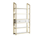 11.81"W Bookcase Open Back Glam Style Bookshelf for Study Room Home Office 39"L x 12"W x 79"H White-Gold Drawers Clearhalo 'Bookcases' 'furn' 'furn_bookcases' 'Furniture' 'furniture_bookcases' 'kitchen' 'kitchen_bookcases' 'Living Room Furniture' 'Office Furniture' 4804464