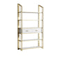 11.81"W Bookcase Open Back Glam Style Bookshelf for Study Room Home Office 47"L x 12"W x 79"H White-Gold Drawers Clearhalo 'Bookcases' 'furn' 'furn_bookcases' 'Furniture' 'furniture_bookcases' 'kitchen' 'kitchen_bookcases' 'Living Room Furniture' 'Office Furniture' 4804466