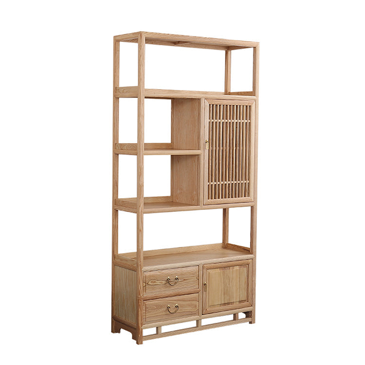 Natural Bookshelf Solid Wood Scandinavian Style Bookcase for Home Office 38.6"L x 13.8"W x 78"H Cabinets Clearhalo 'Bookcases' 'furn' 'furn_bookcases' 'Furniture' 'furniture_bookcases' 'kitchen' 'kitchen_bookcases' 'Living Room Furniture' 'Office Furniture' 4804490