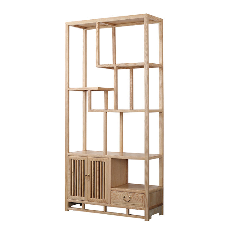 Natural Bookshelf Solid Wood Scandinavian Style Bookcase for Home Office 38.6"L x 13.8"W x 78"H Drawers Clearhalo 'Bookcases' 'furn' 'furn_bookcases' 'Furniture' 'furniture_bookcases' 'kitchen' 'kitchen_bookcases' 'Living Room Furniture' 'Office Furniture' 4804493