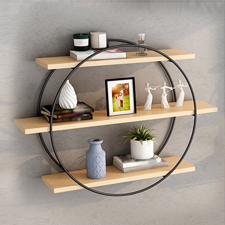 Industrial Wall Mounted Bookshelf Black Iron Frame Pine Shelf Bookshelf for Living Room 31.5"L x 6.3"W x 23.6"H Clearhalo 'Bookcases' 'furn' 'furn_bookcases' 'Furniture' 'furniture_bookcases' 'kitchen' 'kitchen_bookcases' 'Living Room Furniture' 'Office Furniture' 4804513