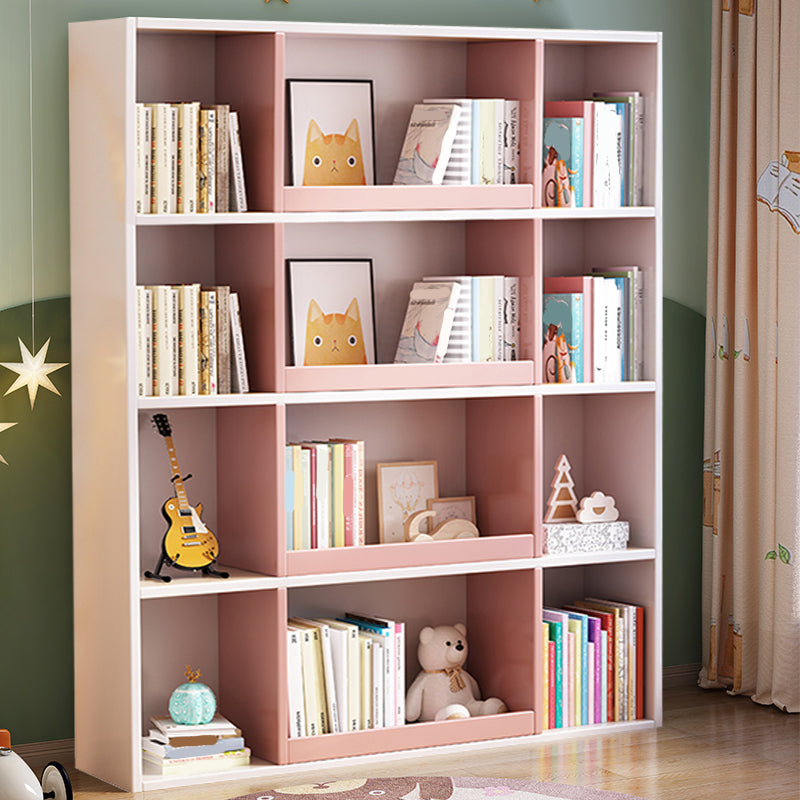Scandinavian Style Bookshelf Solid Wood Closed Back Bookcase for Home Office Pink-White Clearhalo 'Bookcases' 'furn' 'furn_bookcases' 'Furniture' 'furniture_bookcases' 'kitchen' 'kitchen_bookcases' 'Living Room Furniture' 'Office Furniture' 4804544