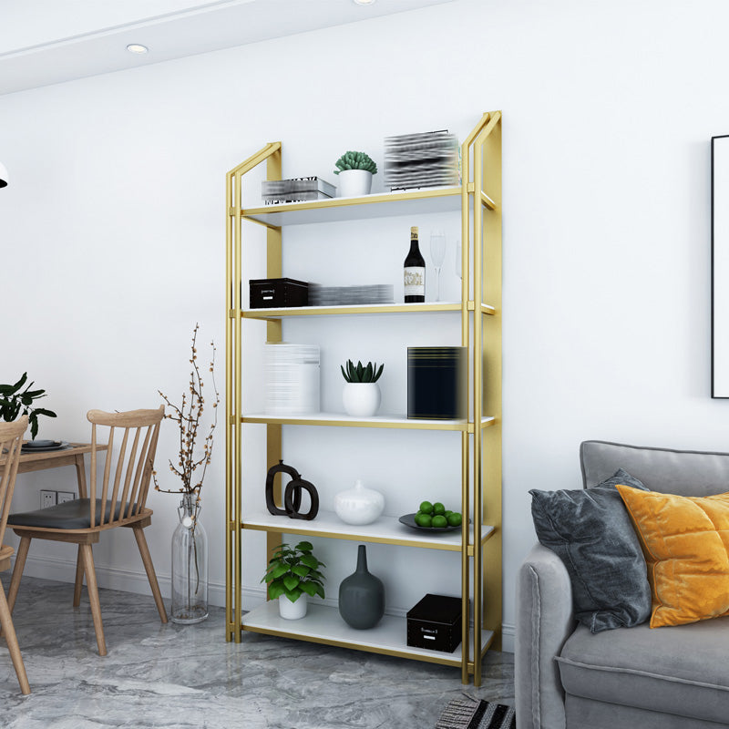 Glam Style Bookshelf Open Back Gold Bookcase for Home Office and Study Room 47.2"L x 11.8"W x 70.9"H Clearhalo 'Bookcases' 'furn' 'furn_bookcases' 'Furniture' 'furniture_bookcases' 'kitchen' 'kitchen_bookcases' 'Living Room Furniture' 'Office Furniture' 4804597