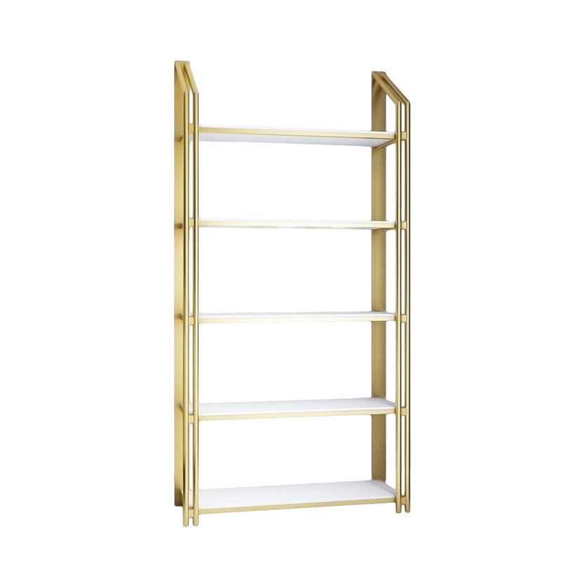 Glam Style Bookshelf Open Back Gold Bookcase for Home Office and Study Room 39.4"L x 11.8"W x 70.9"H Clearhalo 'Bookcases' 'furn' 'furn_bookcases' 'Furniture' 'furniture_bookcases' 'kitchen' 'kitchen_bookcases' 'Living Room Furniture' 'Office Furniture' 4804599