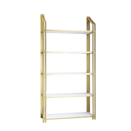 Glam Style Bookshelf Open Back Gold Bookcase for Home Office and Study Room 39.4"L x 11.8"W x 70.9"H Clearhalo 'Bookcases' 'furn' 'furn_bookcases' 'Furniture' 'furniture_bookcases' 'kitchen' 'kitchen_bookcases' 'Living Room Furniture' 'Office Furniture' 4804599