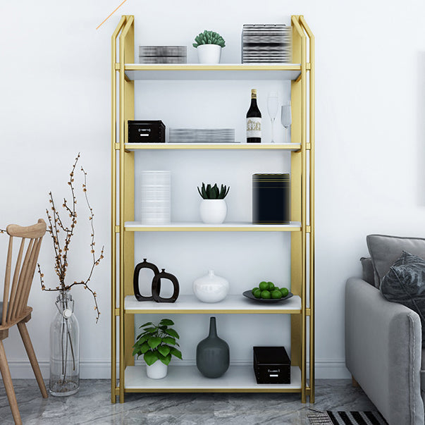 Glam Style Bookshelf Open Back Gold Bookcase for Home Office and Study Room Clearhalo 'Bookcases' 'furn' 'furn_bookcases' 'Furniture' 'furniture_bookcases' 'kitchen' 'kitchen_bookcases' 'Living Room Furniture' 'Office Furniture' 4804603