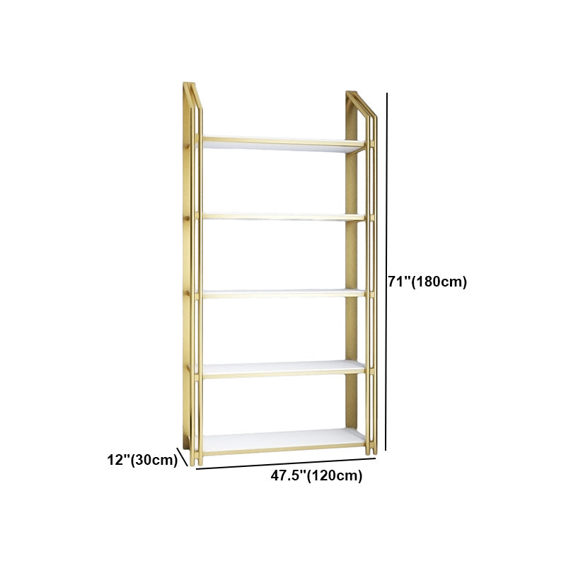 Glam Style Bookshelf Open Back Gold Bookcase for Home Office and Study Room Clearhalo 'Bookcases' 'furn' 'furn_bookcases' 'Furniture' 'furniture_bookcases' 'kitchen' 'kitchen_bookcases' 'Living Room Furniture' 'Office Furniture' 4804608