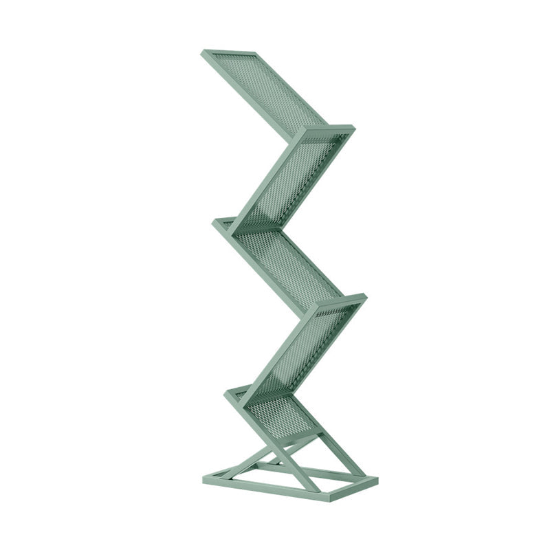 Modern Metal Etagere Bookshelf Iron Vertical Bookshelf,15.7"L x 9.8"W x 45.7"H Light Green Clearhalo 'Bookcases' 'furn' 'furn_bookcases' 'Furniture' 'furniture_bookcases' 'kitchen' 'kitchen_bookcases' 'Living Room Furniture' 'Office Furniture' 4804613
