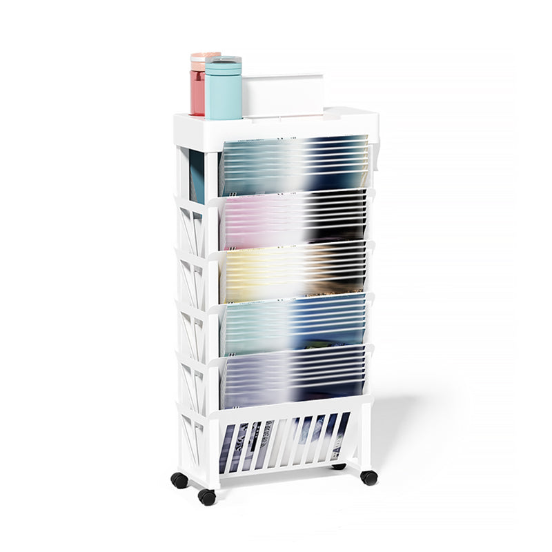 Plastic Closed Back Geometric Bookshelf Contemporary Bookshelf for Classroom 14.9"L x 7.1"W x 30.3"H White Clearhalo 'Bookcases' 'furn' 'furn_bookcases' 'Furniture' 'furniture_bookcases' 'kitchen' 'kitchen_bookcases' 'Living Room Furniture' 'Office Furniture' 4804624