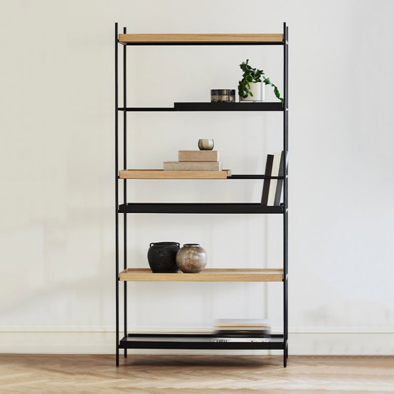 Contemporary Style Bookshelf Black Open Back Bookcase for Home Office Study Room Black Clearhalo 'Bookcases' 'furn' 'furn_bookcases' 'Furniture' 'furniture_bookcases' 'kitchen' 'kitchen_bookcases' 'Living Room Furniture' 'Office Furniture' 4804635