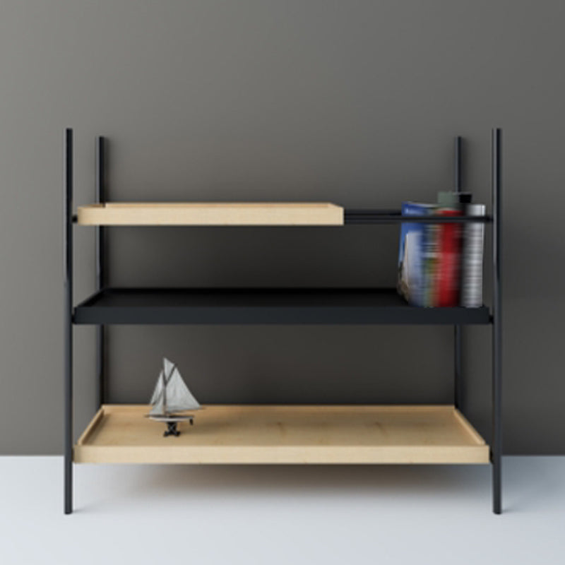 Contemporary Style Bookshelf Black Open Back Bookcase for Home Office Study Room 39"L x 12"W x 35"H Clearhalo 'Bookcases' 'furn' 'furn_bookcases' 'Furniture' 'furniture_bookcases' 'kitchen' 'kitchen_bookcases' 'Living Room Furniture' 'Office Furniture' 4804638