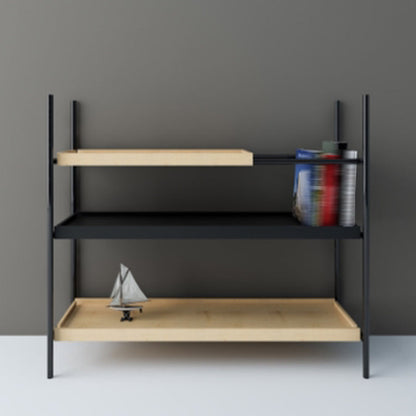 Contemporary Style Bookshelf Black Open Back Bookcase for Home Office Study Room 39"L x 12"W x 35"H Clearhalo 'Bookcases' 'furn' 'furn_bookcases' 'Furniture' 'furniture_bookcases' 'kitchen' 'kitchen_bookcases' 'Living Room Furniture' 'Office Furniture' 4804638