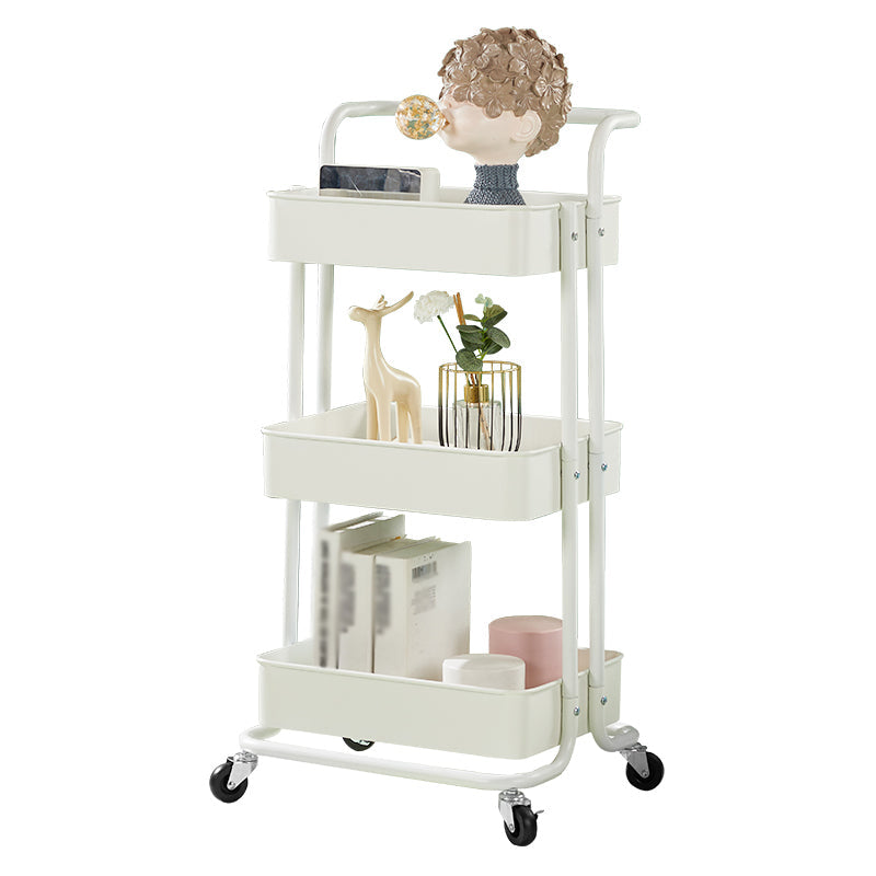 Steel Contemporary Vertical Bookshelf with Caster Wheels Bookshelf,17.7"L x 15"W x 32.3"H White Clearhalo 'Bookcases' 'furn' 'furn_bookcases' 'Furniture' 'furniture_bookcases' 'kitchen' 'kitchen_bookcases' 'Living Room Furniture' 'Office Furniture' 4804692