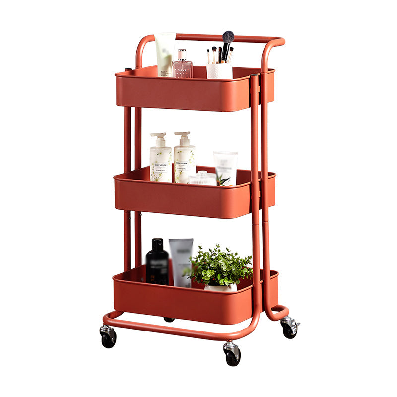 Steel Contemporary Vertical Bookshelf with Caster Wheels Bookshelf,17.7"L x 15"W x 32.3"H Orange Clearhalo 'Bookcases' 'furn' 'furn_bookcases' 'Furniture' 'furniture_bookcases' 'kitchen' 'kitchen_bookcases' 'Living Room Furniture' 'Office Furniture' 4804694