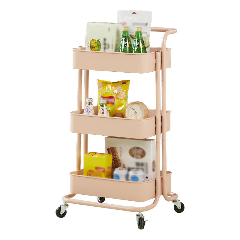 Steel Contemporary Vertical Bookshelf with Caster Wheels Bookshelf,17.7"L x 15"W x 32.3"H Pink Clearhalo 'Bookcases' 'furn' 'furn_bookcases' 'Furniture' 'furniture_bookcases' 'kitchen' 'kitchen_bookcases' 'Living Room Furniture' 'Office Furniture' 4804697