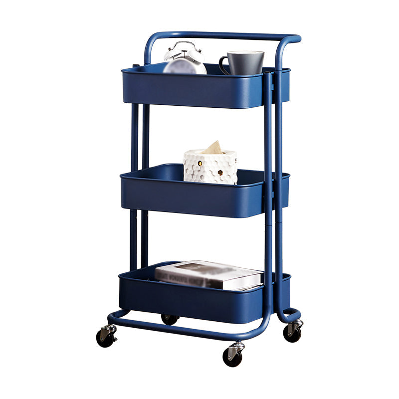 Steel Contemporary Vertical Bookshelf with Caster Wheels Bookshelf,17.7"L x 15"W x 32.3"H Blue Clearhalo 'Bookcases' 'furn' 'furn_bookcases' 'Furniture' 'furniture_bookcases' 'kitchen' 'kitchen_bookcases' 'Living Room Furniture' 'Office Furniture' 4804701