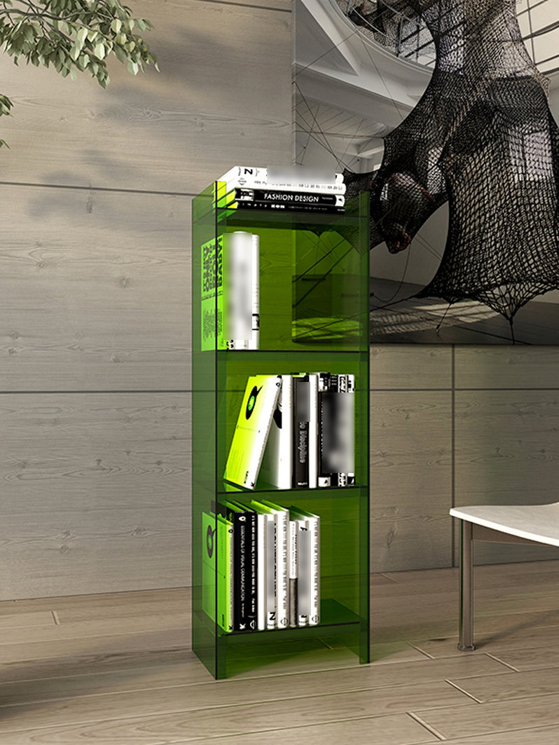 9.84"W Bookshelf Closed Back Acrylic Glam Style Bookcase for Office and Study Room Clearhalo 'Bookcases' 'furn' 'furn_bookcases' 'Furniture' 'furniture_bookcases' 'kitchen' 'kitchen_bookcases' 'Living Room Furniture' 'Office Furniture' 4804716