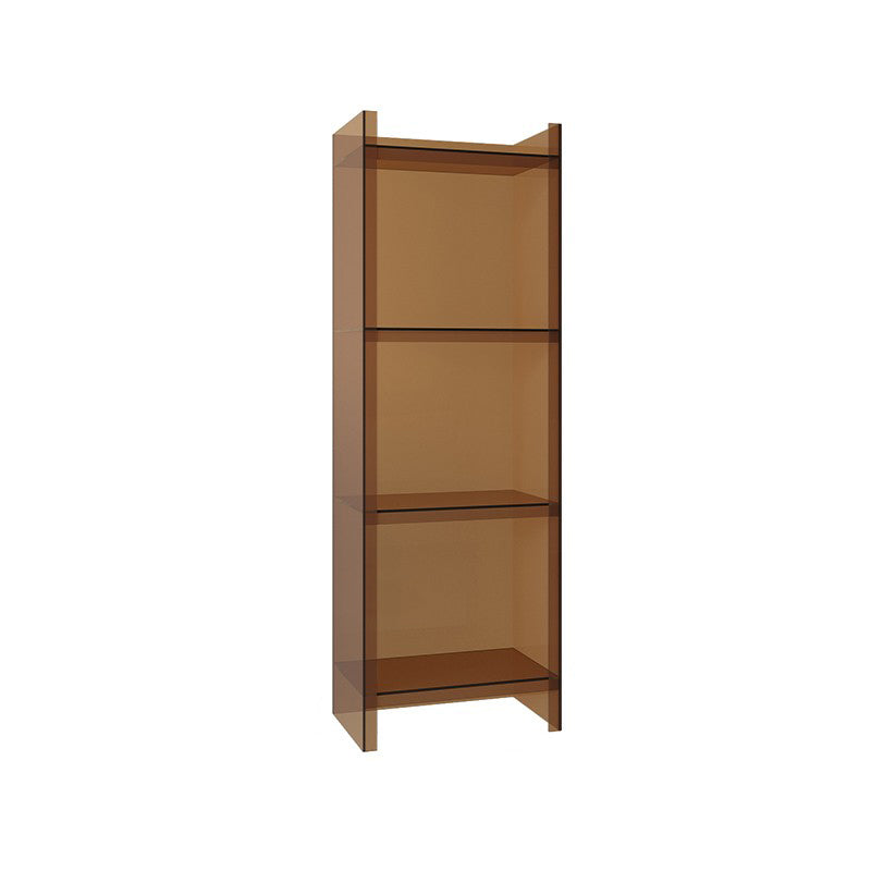 9.84"W Bookshelf Closed Back Acrylic Glam Style Bookcase for Office and Study Room 15.7"L x 9.8"W x 46.5"H Brown Clearhalo 'Bookcases' 'furn' 'furn_bookcases' 'Furniture' 'furniture_bookcases' 'kitchen' 'kitchen_bookcases' 'Living Room Furniture' 'Office Furniture' 4804719