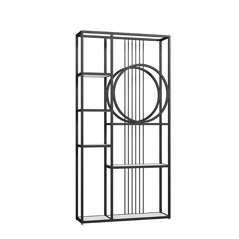 Industrial Open Etagere Bookshelf Iron Frame Manufactured Wood Shelf Bookshelf Black Clearhalo 'Bookcases' 'furn' 'furn_bookcases' 'Furniture' 'furniture_bookcases' 'kitchen' 'kitchen_bookcases' 'Living Room Furniture' 'Office Furniture' 4804728