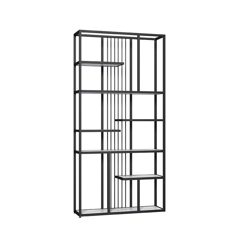 Industrial Open Etagere Bookshelf Iron Frame Manufactured Wood Shelf Bookshelf Matte Black Clearhalo 'Bookcases' 'furn' 'furn_bookcases' 'Furniture' 'furniture_bookcases' 'kitchen' 'kitchen_bookcases' 'Living Room Furniture' 'Office Furniture' 4804729