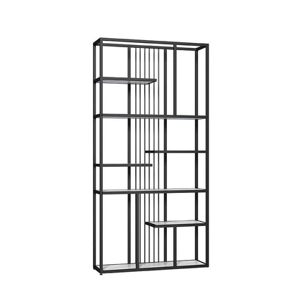 Industrial Open Etagere Bookshelf Iron Frame Manufactured Wood Shelf Bookshelf Matte Black Clearhalo 'Bookcases' 'furn' 'furn_bookcases' 'Furniture' 'furniture_bookcases' 'kitchen' 'kitchen_bookcases' 'Living Room Furniture' 'Office Furniture' 4804729