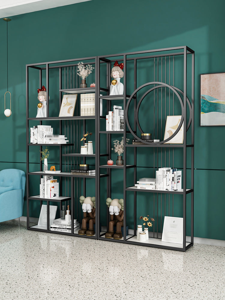 Industrial Open Etagere Bookshelf Iron Frame Manufactured Wood Shelf Bookshelf Clearhalo 'Bookcases' 'furn' 'furn_bookcases' 'Furniture' 'furniture_bookcases' 'kitchen' 'kitchen_bookcases' 'Living Room Furniture' 'Office Furniture' 4804730