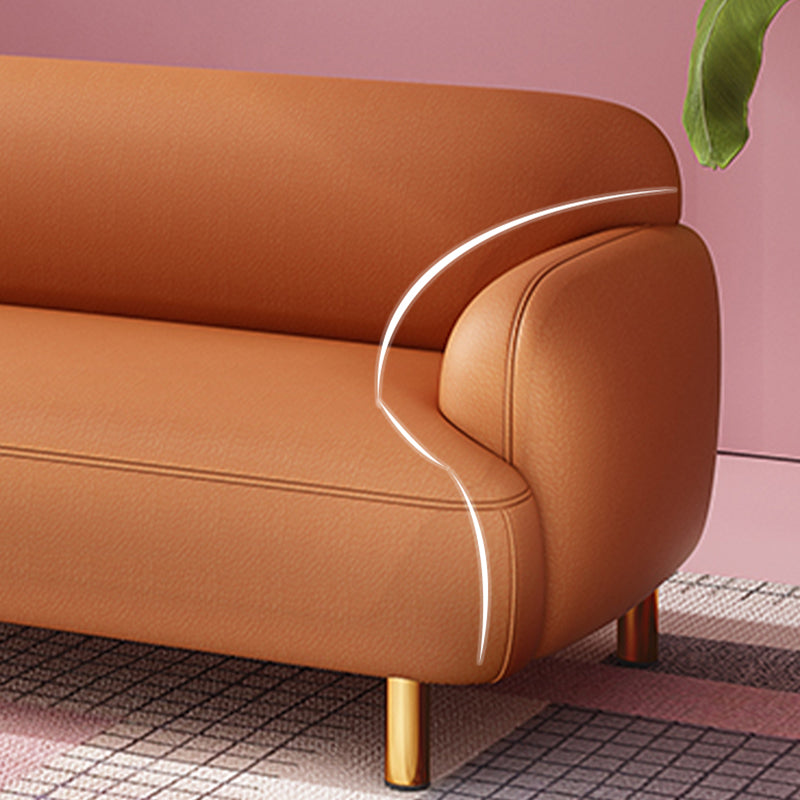 Modern Faux Leather Standard Sofa Recessed Arm Tight Back Sofa Clearhalo 'Furniture' 'furniture_sofas' 'kitchen' 'kitchen_sofas' 'Living Room Furniture' 'Sofa' 'sofas' 4804763