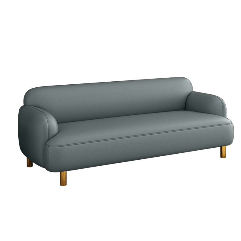 Modern Faux Leather Standard Sofa Recessed Arm Tight Back Sofa Grey Clearhalo 'Furniture' 'furniture_sofas' 'kitchen' 'kitchen_sofas' 'Living Room Furniture' 'Sofa' 'sofas' 4804770
