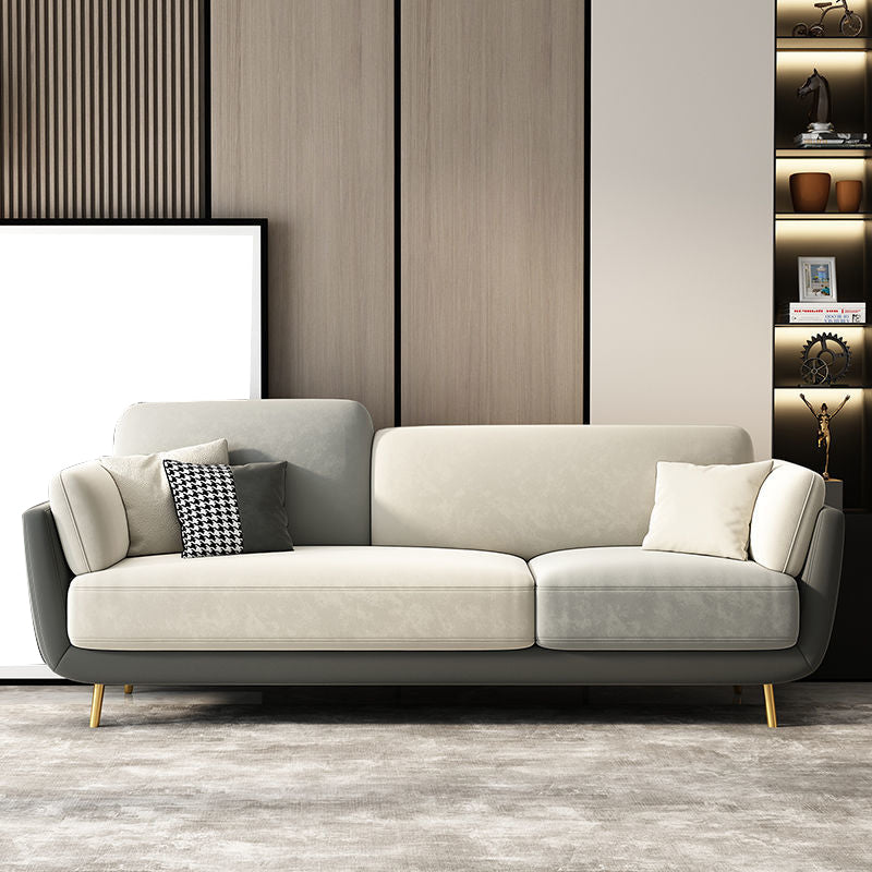 Polish Finish Sofa Flared Arm Sofa for Living Room and Bonus Room Gray-White Clearhalo 'furn' 'furn_sofas' 'Furniture' 'furniture_sofas' 'kitchen' 'kitchen_sofas' 'Living Room Furniture' 'Sofa' 'sofas' 4804784