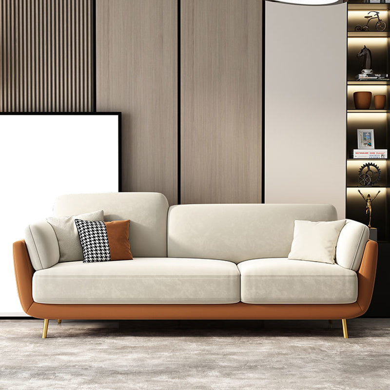 Polish Finish Sofa Flared Arm Sofa for Living Room and Bonus Room Orange White Clearhalo 'furn' 'furn_sofas' 'Furniture' 'furniture_sofas' 'kitchen' 'kitchen_sofas' 'Living Room Furniture' 'Sofa' 'sofas' 4804785