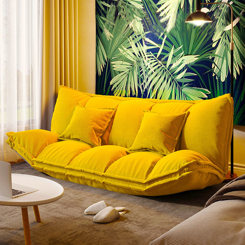 Contemporary Tight Back Convertible Sleeper Sofa Fabric Armless Sofa Yellow 20"H x 71"L x 41"W Clearhalo 'Furniture' 'furniture_sofas' 'kitchen' 'kitchen_sofas' 'Living Room Furniture' 'Sofa' 'sofas' 4804793